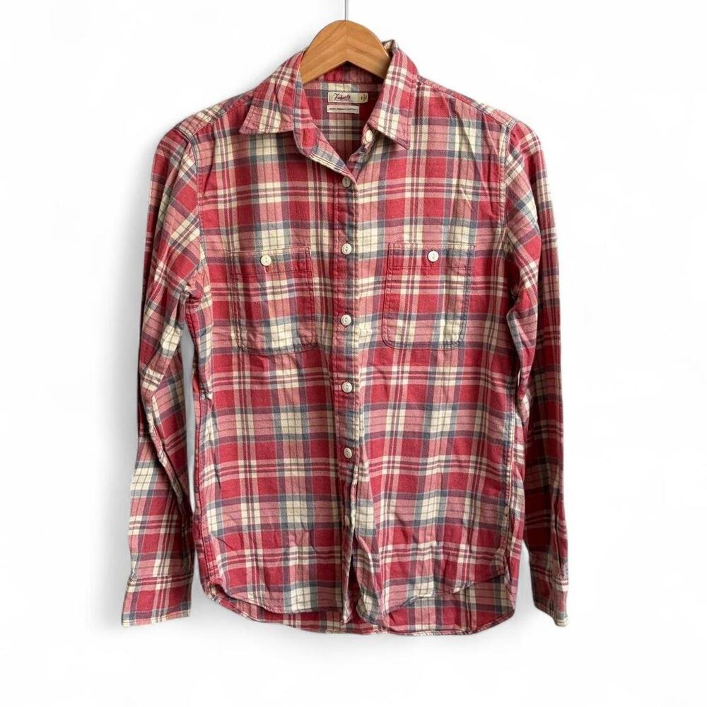 Faherty Plaid Organic Cotton Long Sleeve Shirt Womenβs S Beach Button Up
